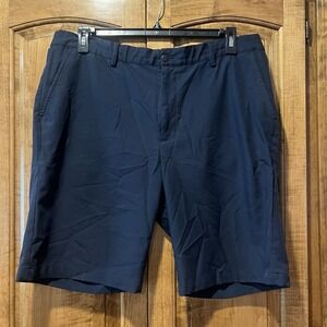 Greg Norman Shark Men's‎ Navy Size 38 Blue Chino Shorts Flat Front Polyester 10"